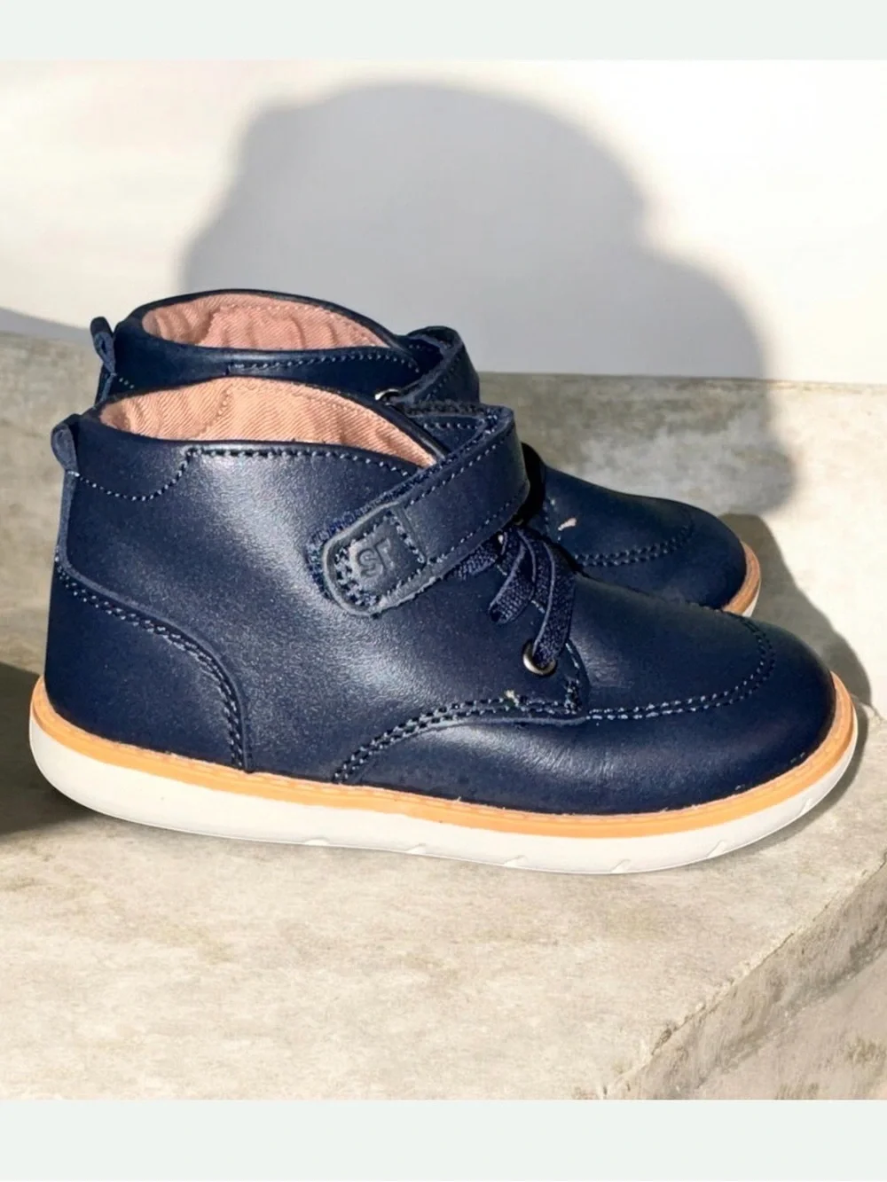 STRIDE Rite NAVY Leather SRTech Quinn Leather Boots boys shoes size 8